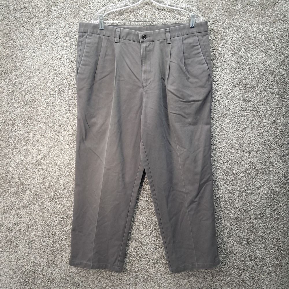 Dockers Mens 40x29 Vintage Individual Fit Pleated Cotton Pants Gray